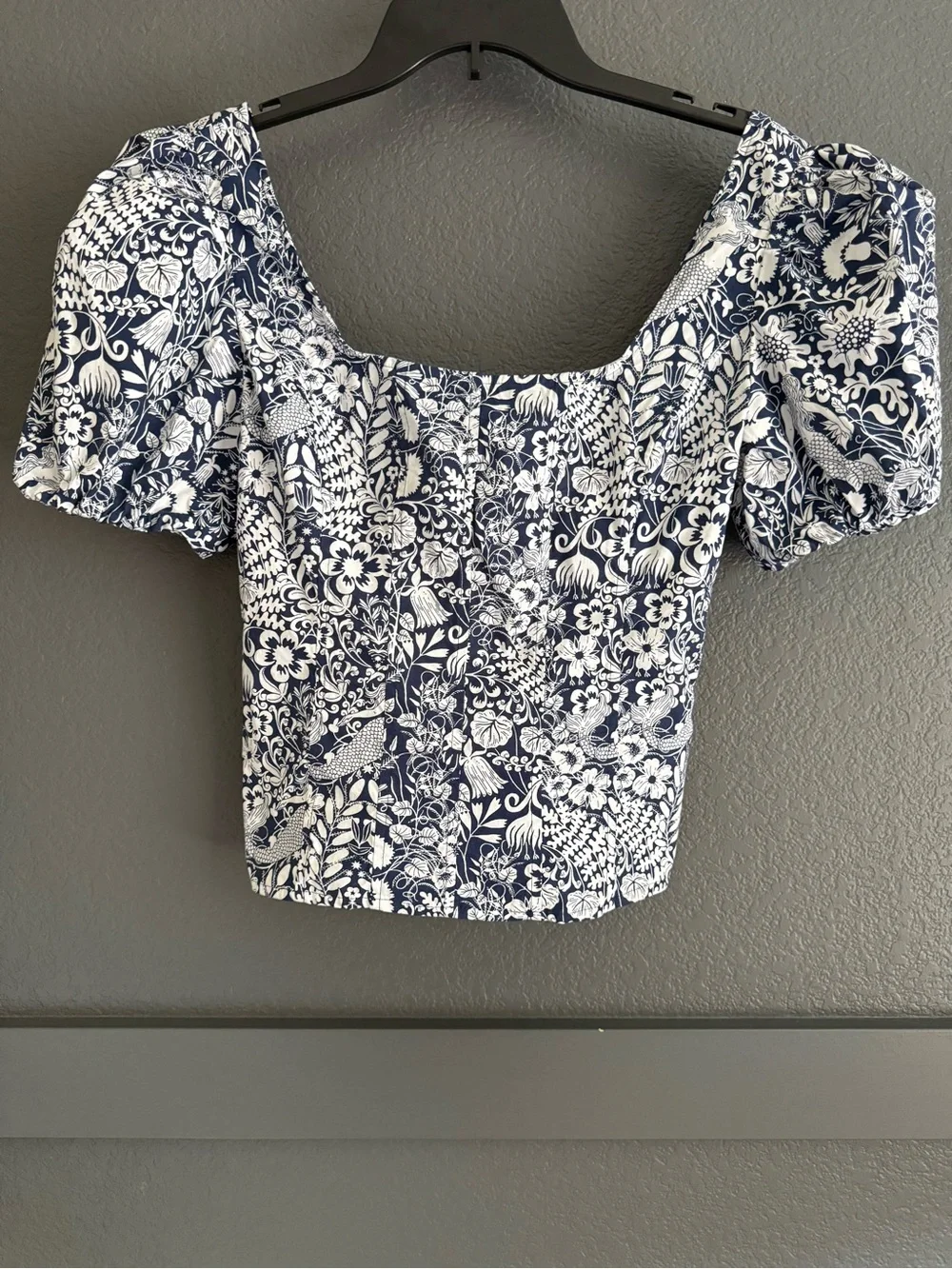 J.CREW • Puff-sleeve cotton poplin squareneck top in mermaid floral 4 BR056